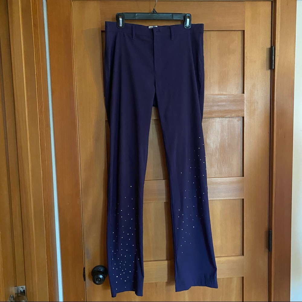 Moschino Jeans Stretch Navy Trousers with Crystals